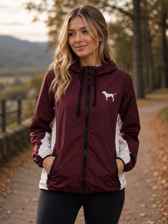 PINK Victoria's Secret Jackets & Blazers - PINK Victoria's Secret Hooded Windbreaker (Maroon)